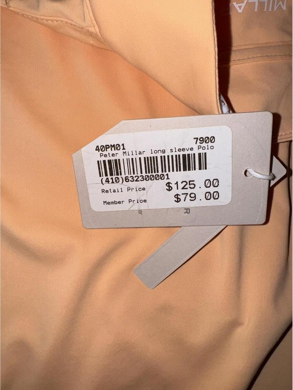 Peter Millar Lightweight Long-Sleeve Sun Shirt SIZE XS NWT Peach Rashguard - Picture 7 of 7